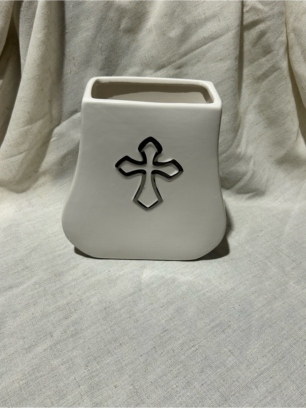 White Ceramic Cross Vase